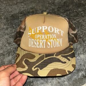 Vintage 90's Support Operation Dessert Storm Camo Trucker Hat